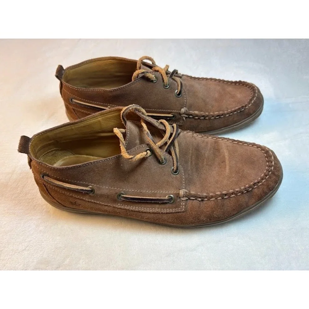 Peter Millar Men Brown Leather Suede Lace Up Chukka Ankle Moc Toe Boots Sz 9.5 M